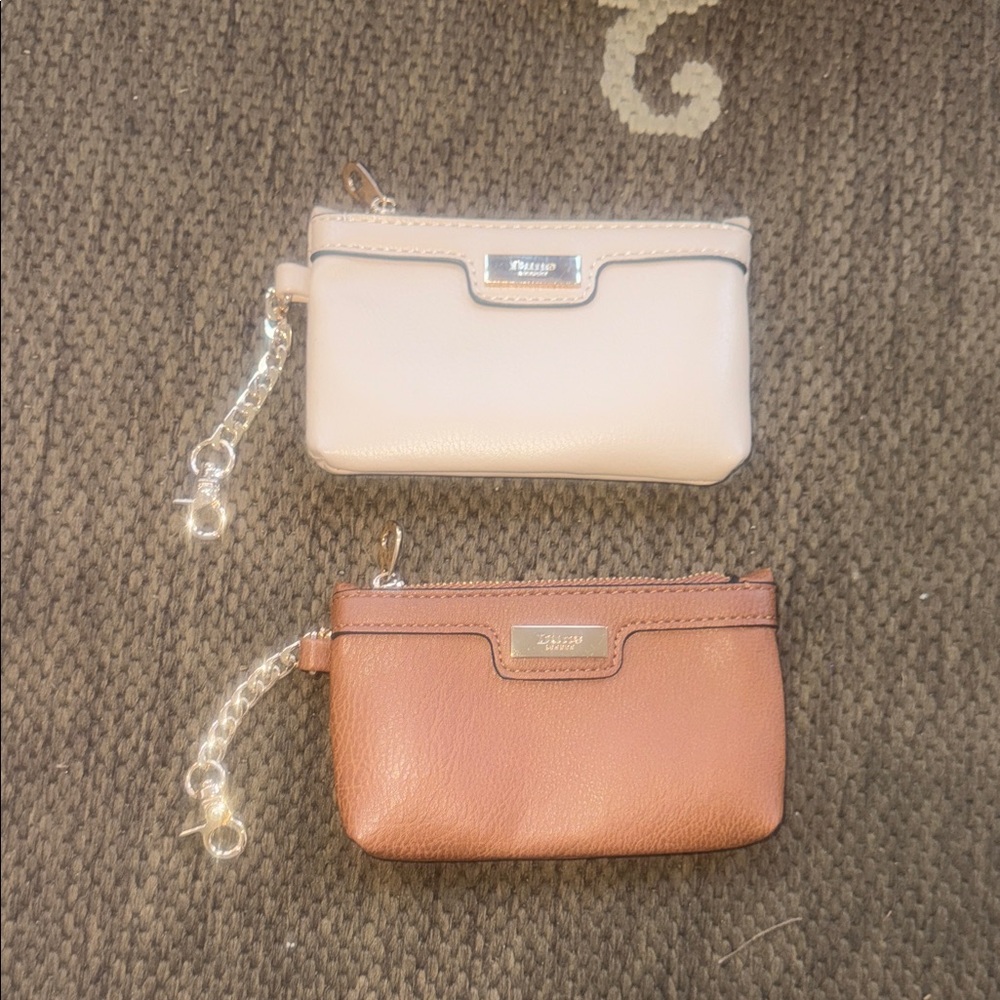 Leather Wristlet Duo in Pale Pink and Cognac Brown